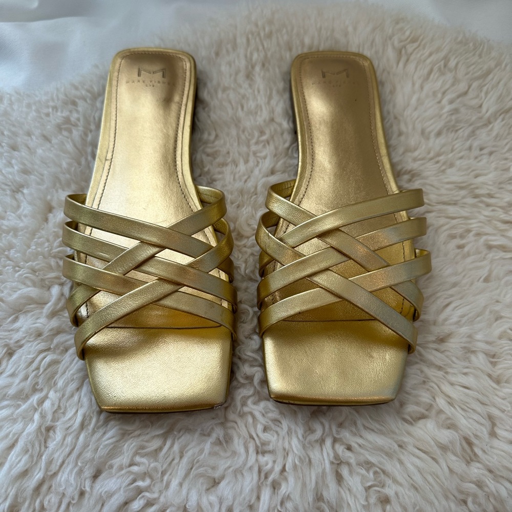 Mark Fisher ladies gold slides size 9